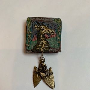 Polymer Clay Giraffe Brooch Safari Handmade Rudy Rudi Sennett S Africa
